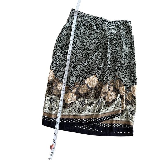 Vintage Faux Wrap Skirt Pleated Front Bohemian Floral Print Unique Classy W28" - Picture 5 of 9
